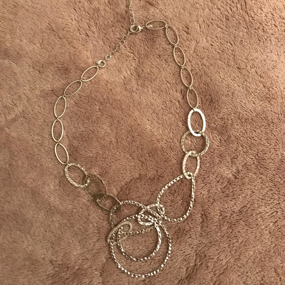 Silver circle necklace , 17 inches long.